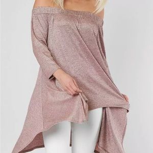 BKE off the shoulder handkerchief hem tunic top small NEW